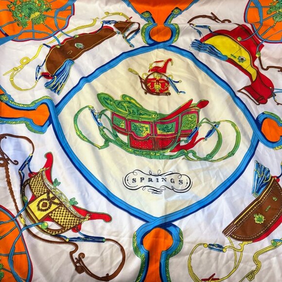 Not Authenticated Hermes Spring Silk Scarf Timeless Classic - Picture 1 of 3